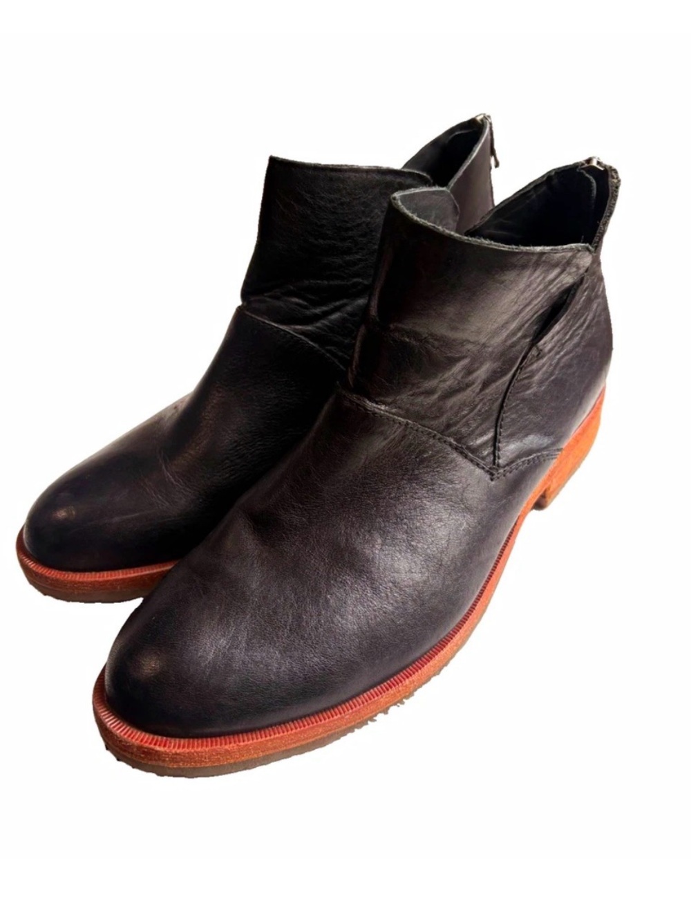 Kork-Ease Black Leather Rear Zip Ankle Bootie Women’s US 8 M EU 39